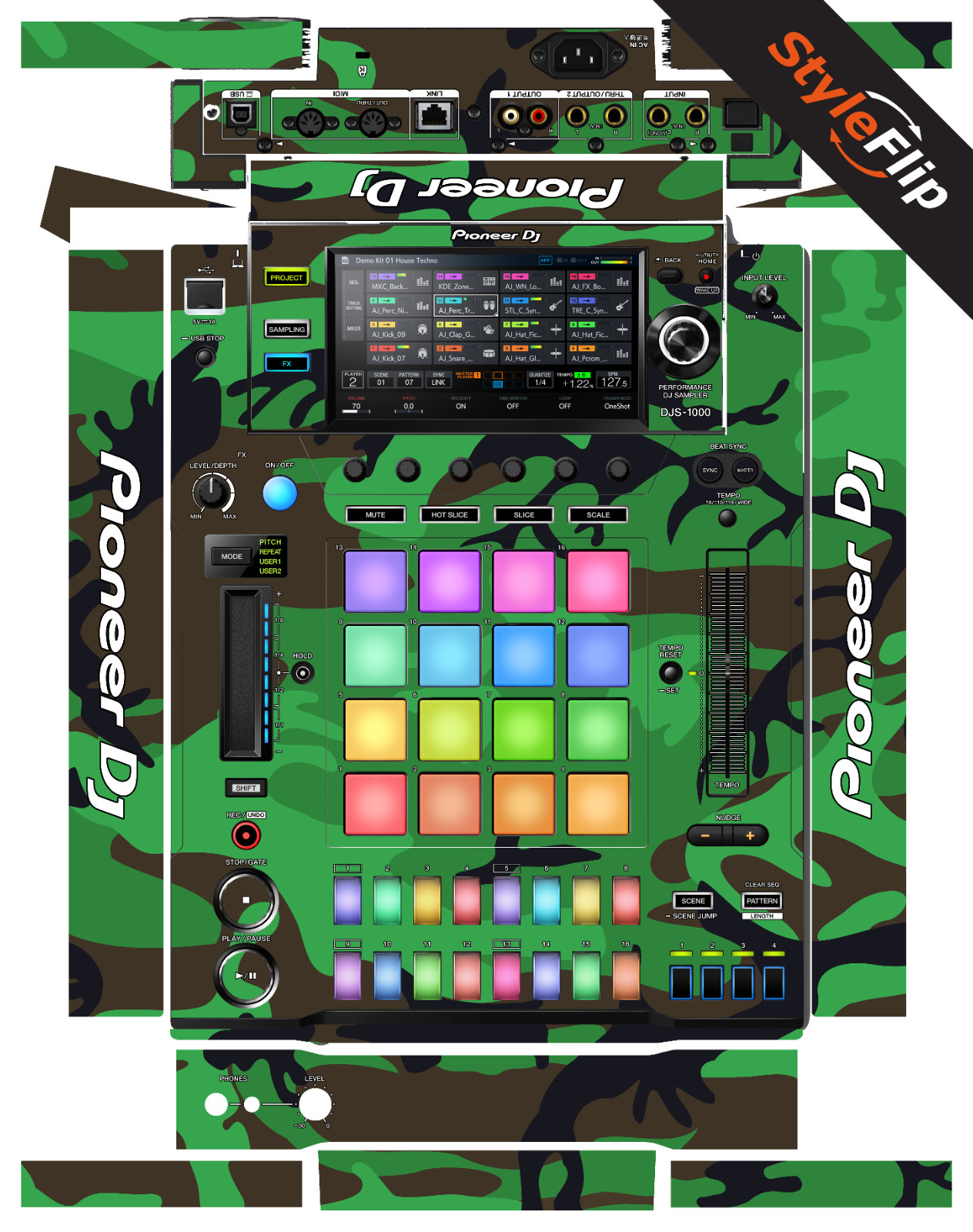 Pioneer DJS-1000 Skin | Green Camo | Protective Decal | StyleFlip Skins