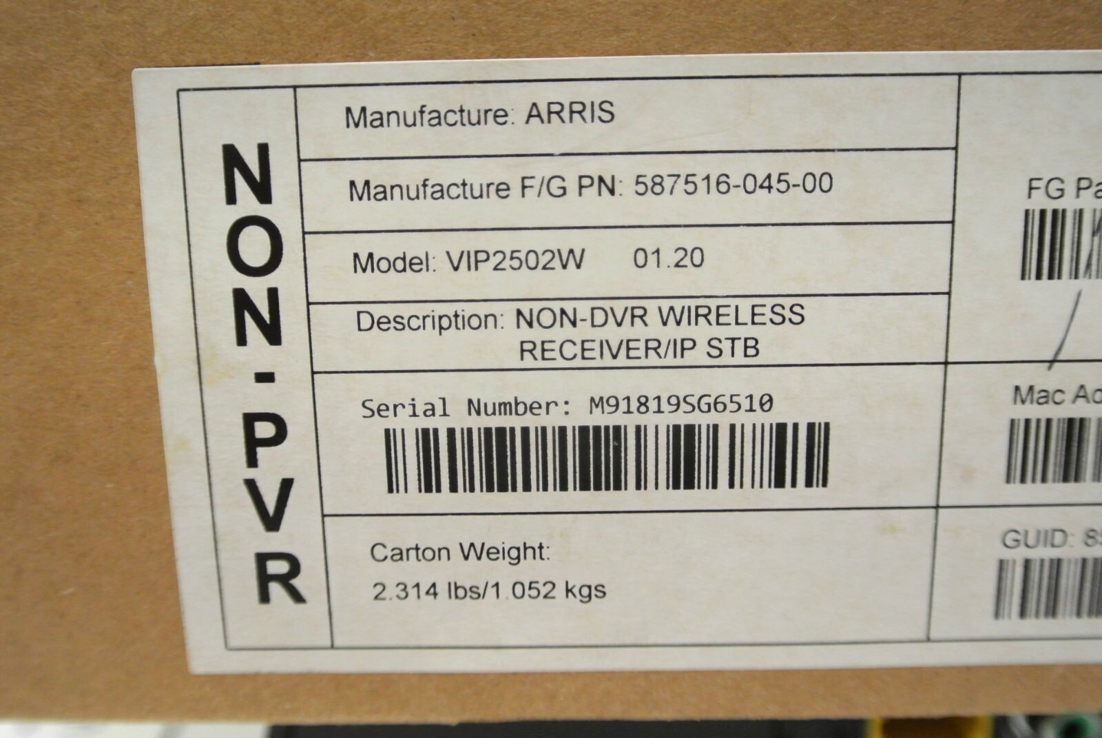 ARRIS VIP2502W Advanced Wireless IP HD SET-TOP