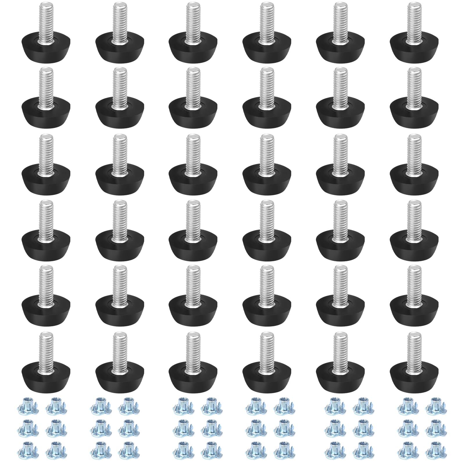 36 Pack M6 Furniture Levelers Stainless Steel Adjustable Threaded Furniture L...