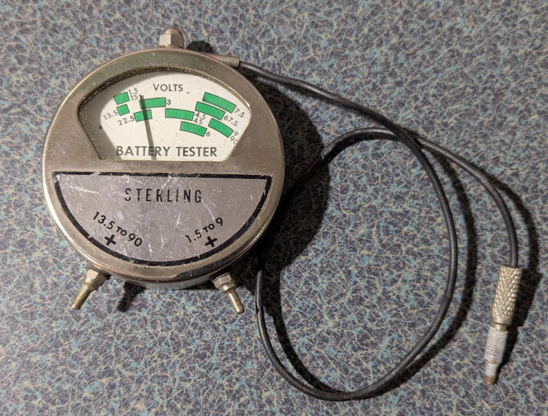 VTG Metal Sterling Manufacturing Company 13.5-90 1.5 to 9 Volts Battery Tester