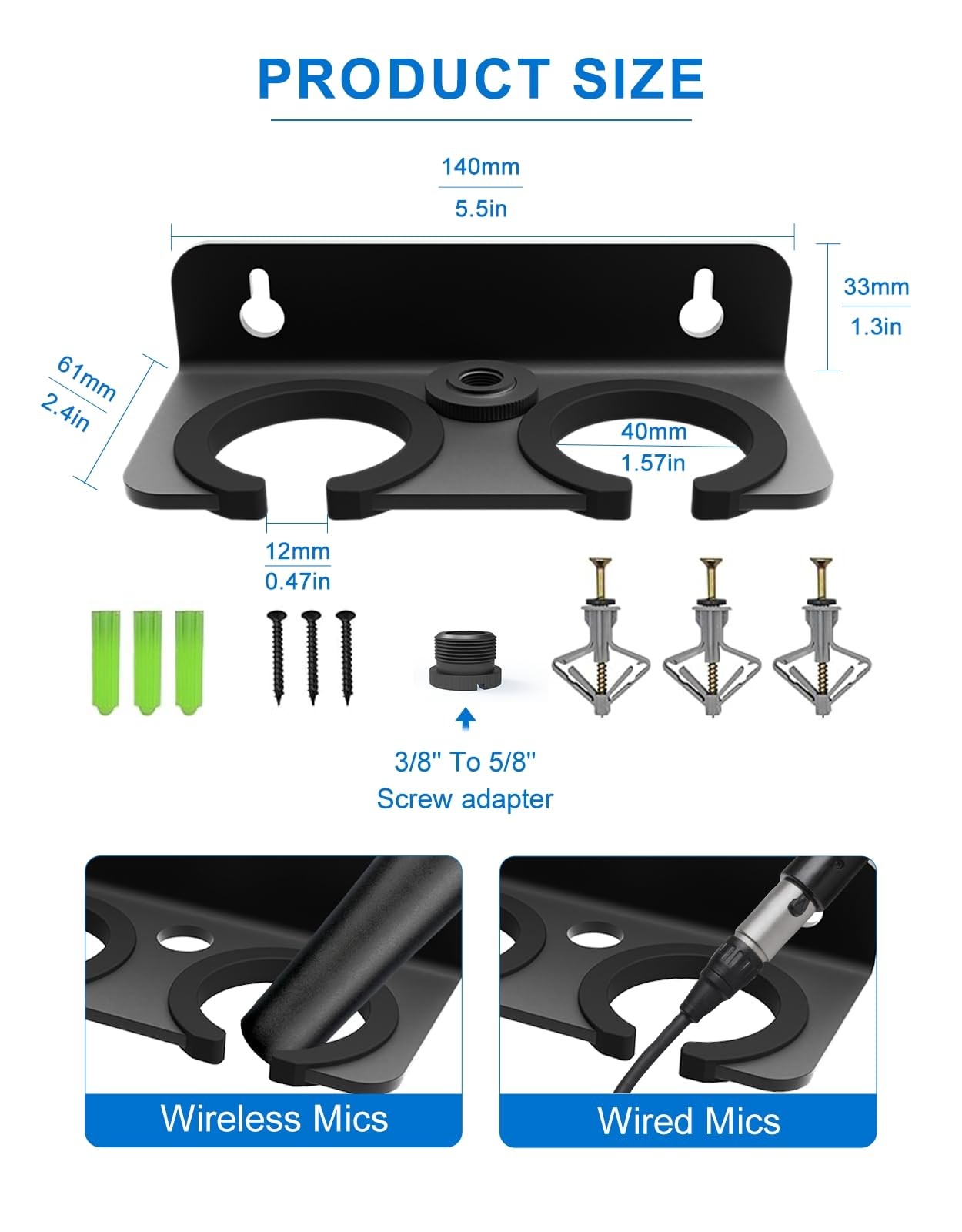 Multi Microphone Holder for Handheld Dynamic Wired and Wireless Mics Storage ...