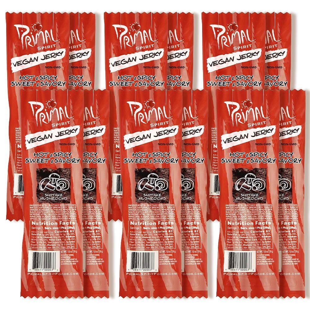 Shiitake Mushroom Jerky Vegan Snack Pack of 12 Cruelty Free 10g Protein