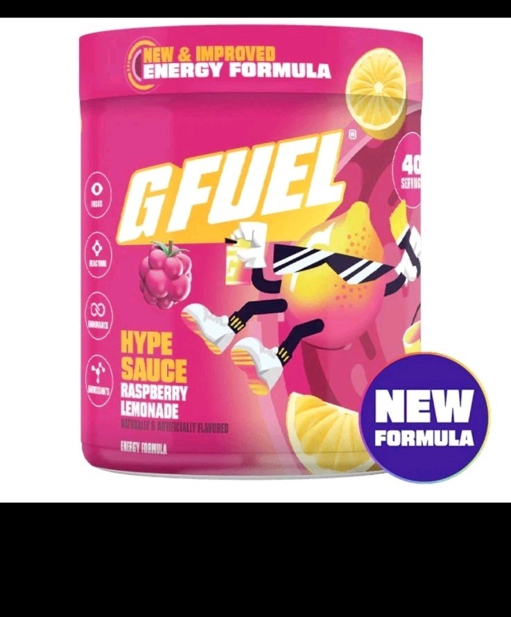GFUEL Hype Sauce 2.0 Raspberry Lemonade Tub 40 Servings Gamma Labs G FUEL Ex3/29