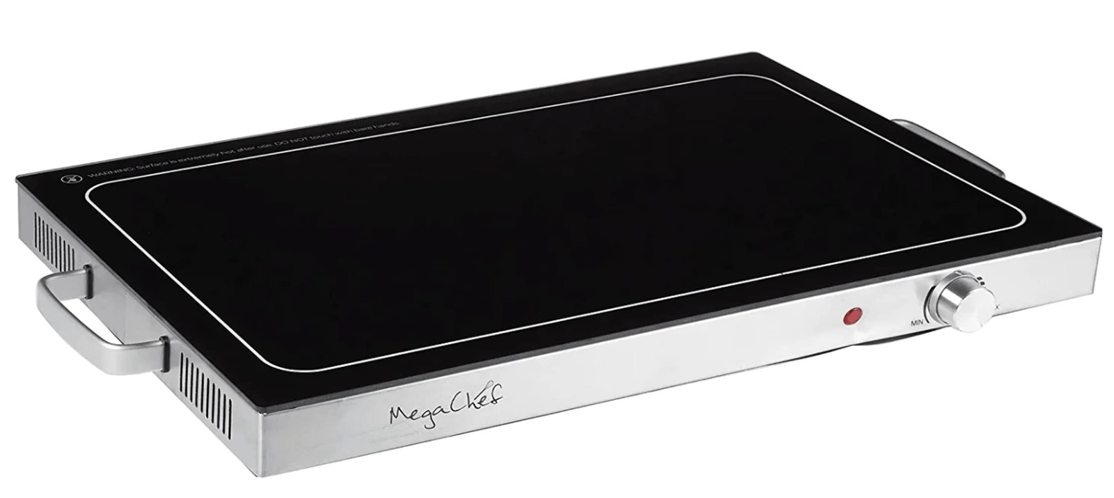 Megachef Electric Warming Tray with Adjustable 24 in, Silver, Black
