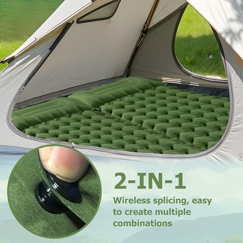 Sleeping Pad, Extra Thick & Ultralight Inflatable Sleeping Pad with Green