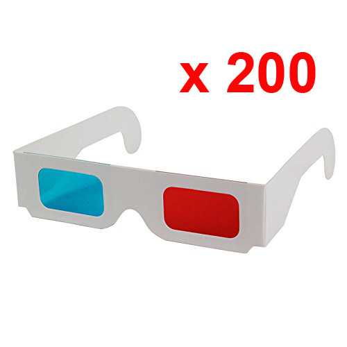 Lot 200 3D Anaglyph Glasses Red/Cyan Blue New Cardboard Delivery Under 24H