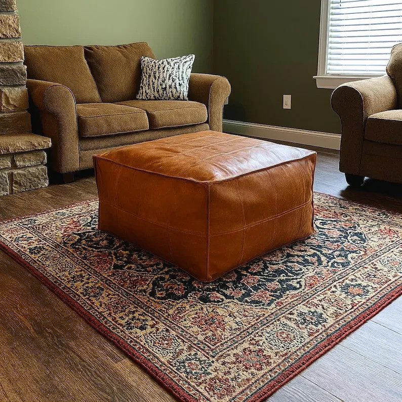 Moroccan Aamazing Pouffe Leather Genuine Footstool Ottoman New Unstuffed Real
