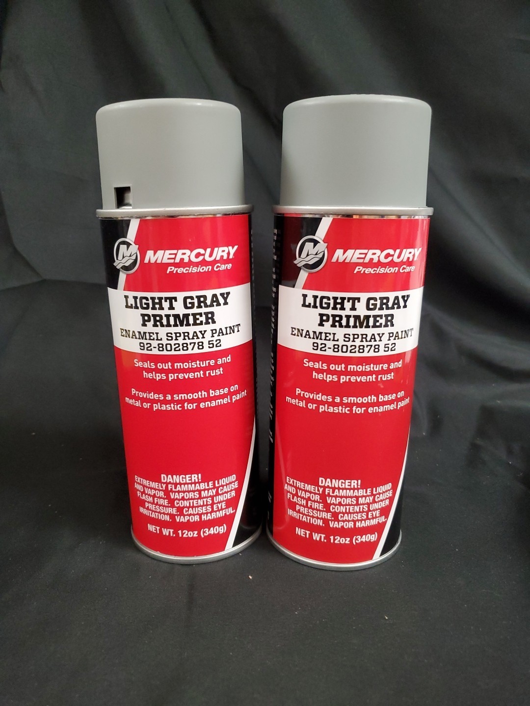 Lot Of 2 Mercury Light Gray Primer Spray Paint 12oz Each Part# 92-80287852 New