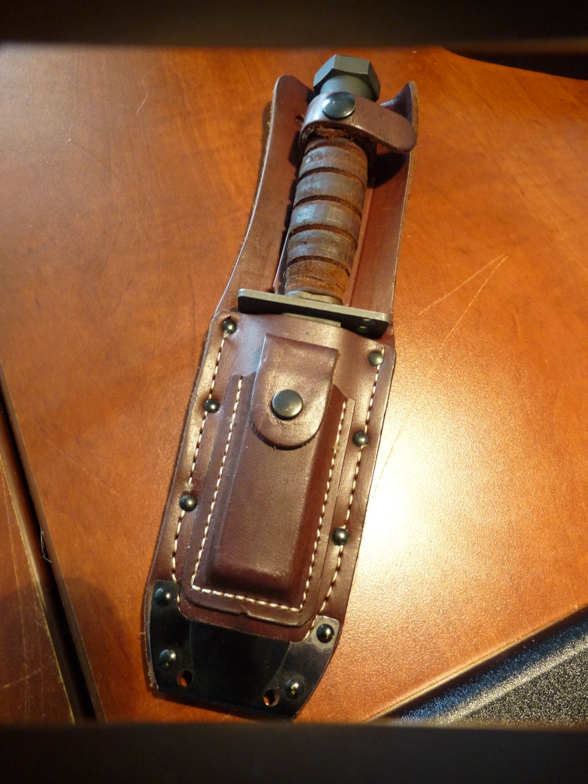 6-91 dated Ontario Jet Pilot Survival Knife w/ Original Sheath & Oil Stone