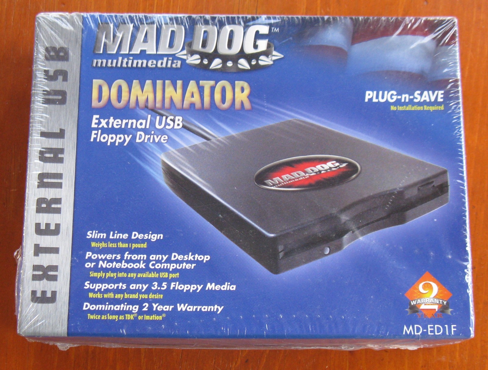 External USB Floppy Drive Mad Dog Multimedia Dominator MD-ED1F 1.4MB New SEALED