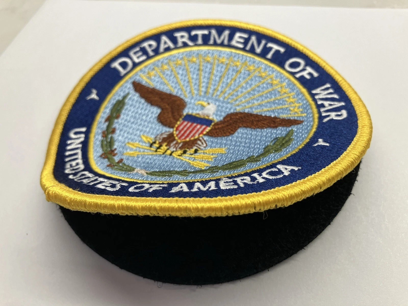 3.5" Patch, DEPARTMENT OF WAR with Hook & Loop back- DOD authorized