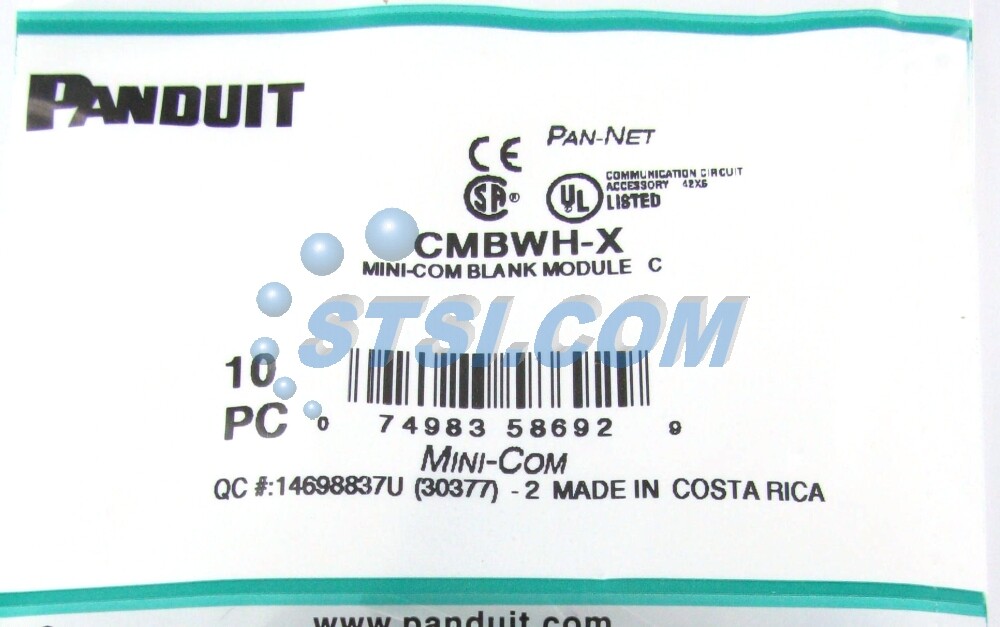 Panduit CMBWH-X Mini-Com Blank Module, 10-Pack, White ~STSI