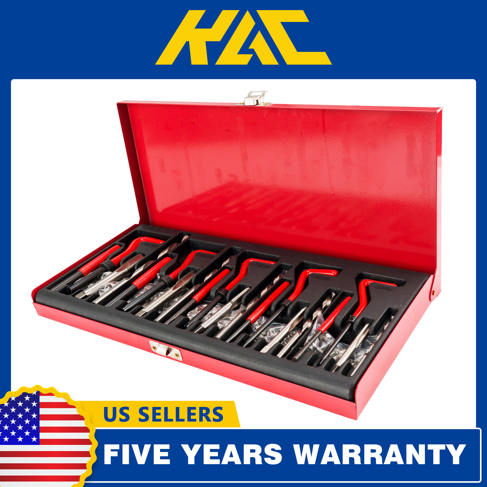 131pc Thread Repair Kit HSS Drill Helicoil Repair Kit W/Case M5 M6 M8 M10 M12