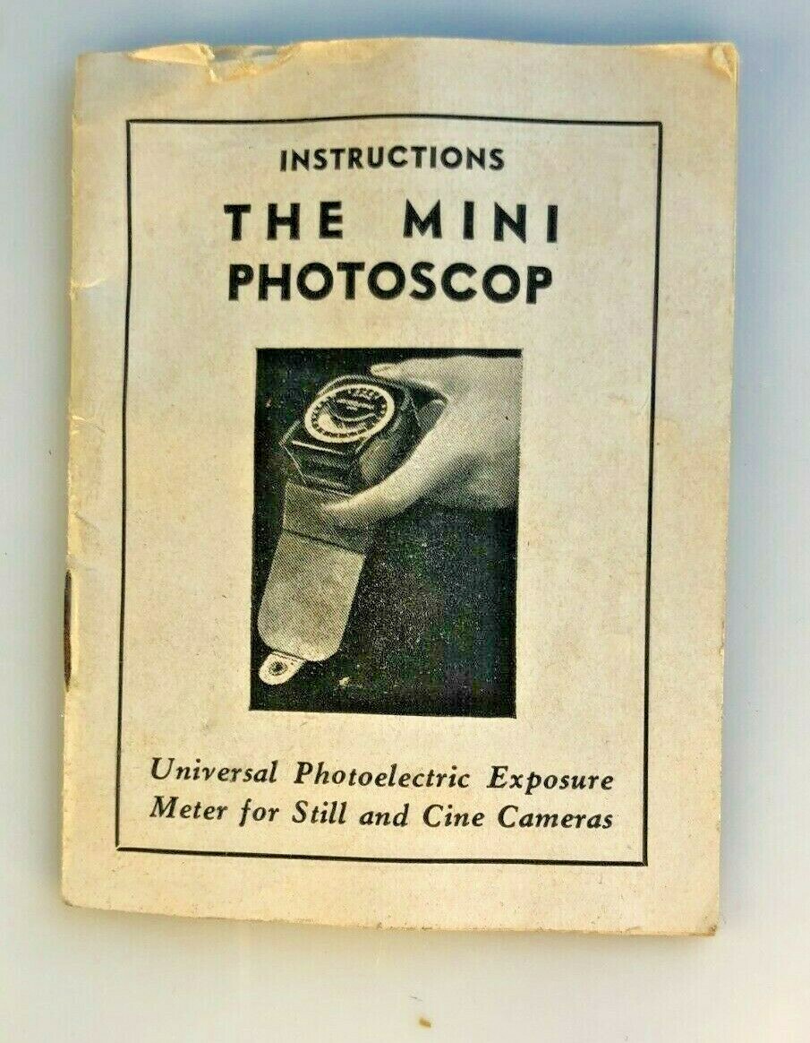 MINI PHOTOSCOP EXPOSURE LIGHT METER for BOLEX 16mm MOVIE CAMERA  MANUAL ONLY