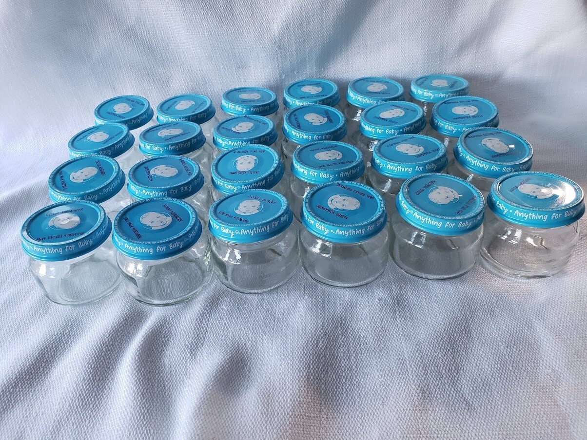 GERBER 2.5 ounce EMPTY Baby Food Jars - Lot of 24  Glass Jars w Lids for Crafts
