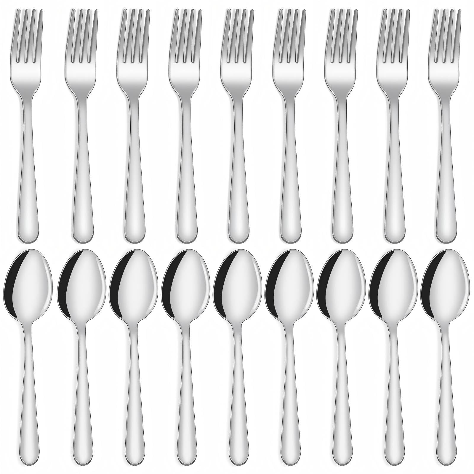 24-Piece Spoons and Forks Set Silverware Set - Forks and Spoons Food Grade St...