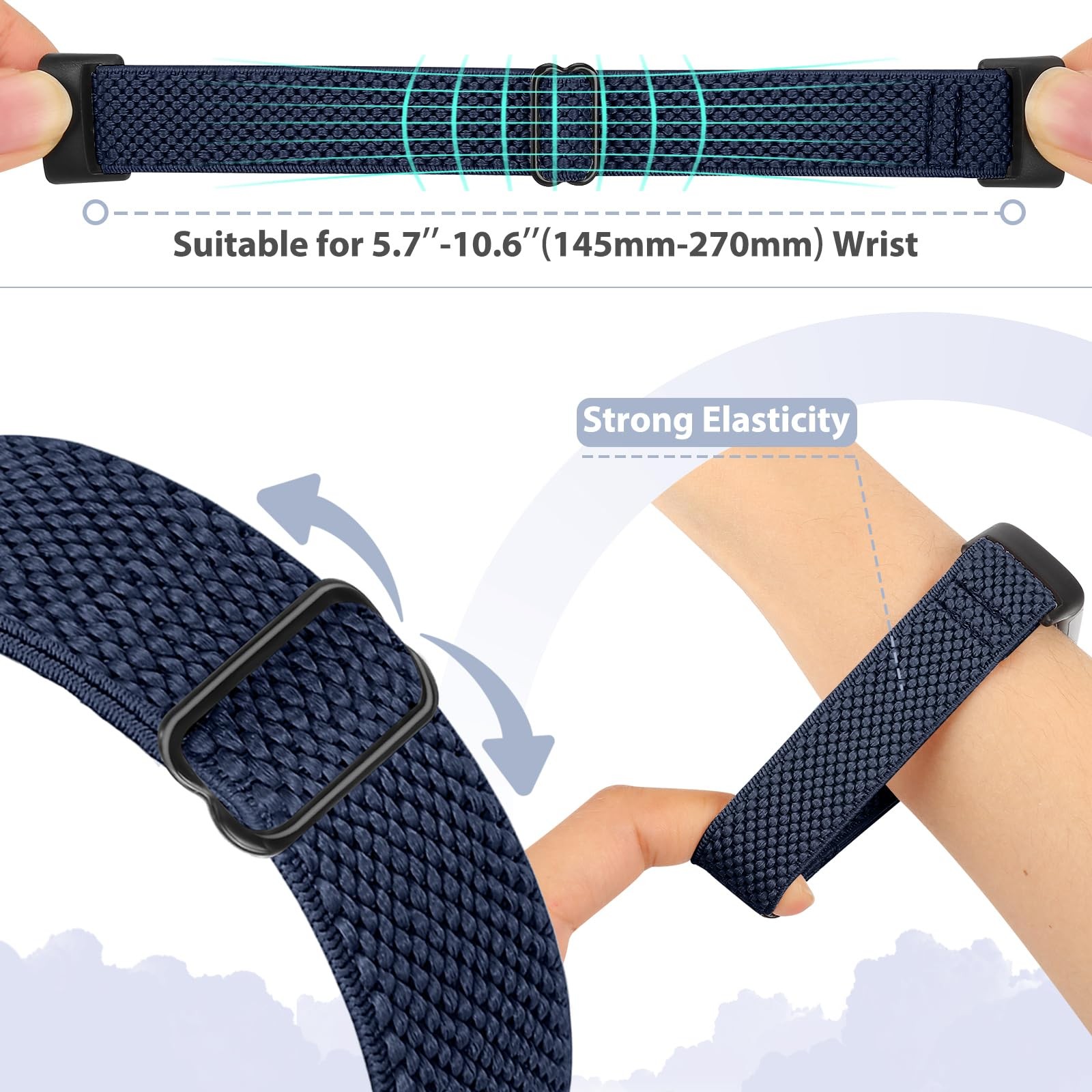 5 Pack Nylon Elastic Adjustable Watch Bands for Fitbit Charge 6/Charge 5