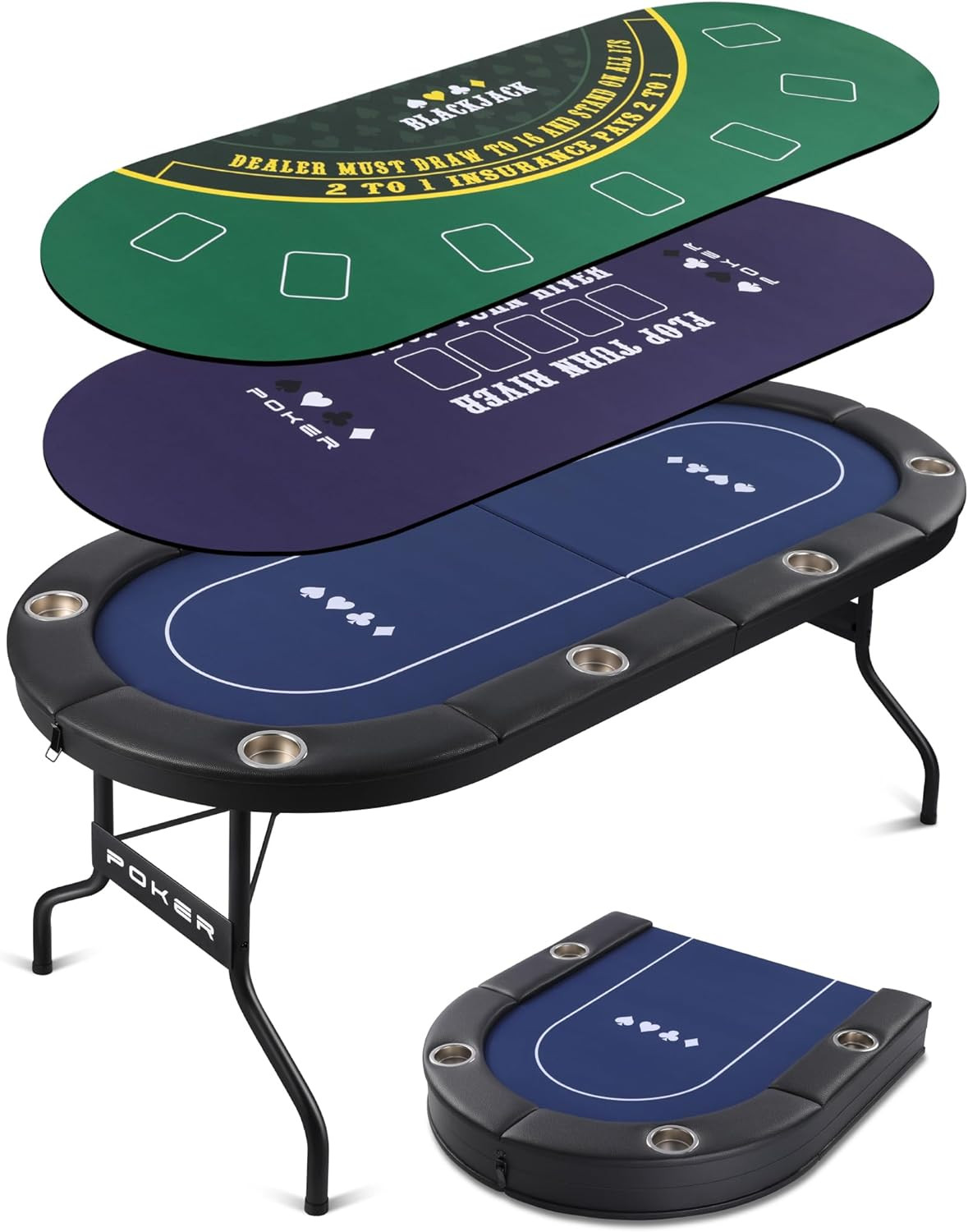 Poker Table Foldable, Portable Poker Table for Texas Holdem Poker and Blackjack,