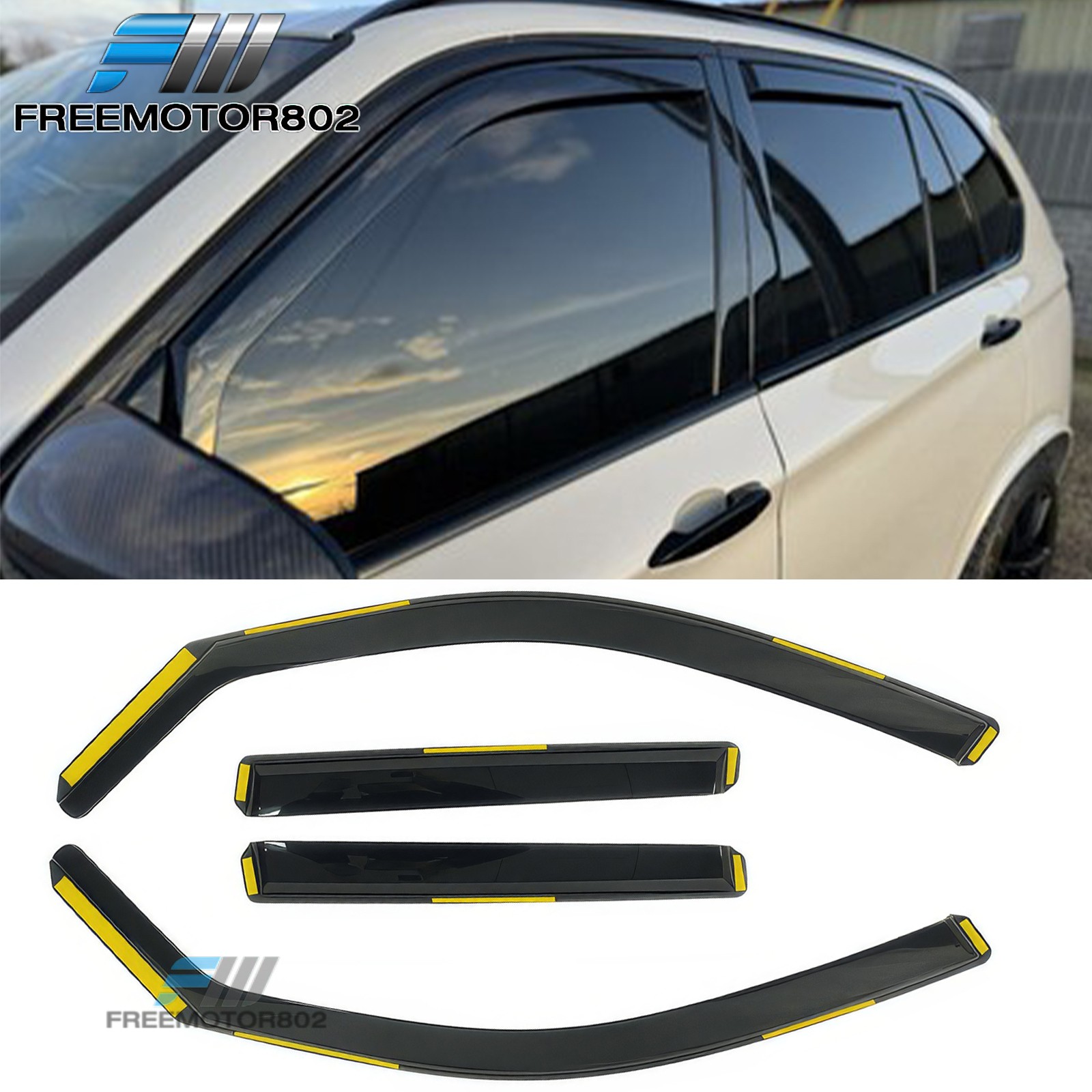 Fits 14-18 BMW F15 X5 F85 X5M In-Channel Window Visors PC Rain Wind Shade 4PCS