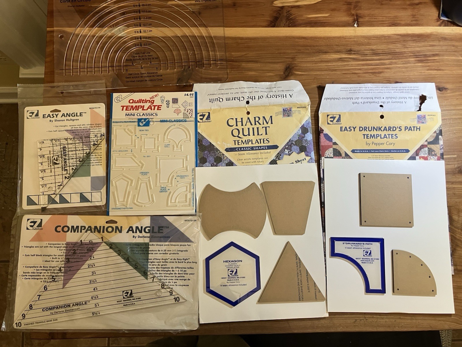 EZ Quilting Template Lot Of 6 Circle Cut Mini Classics Easy Drunkard Companion +