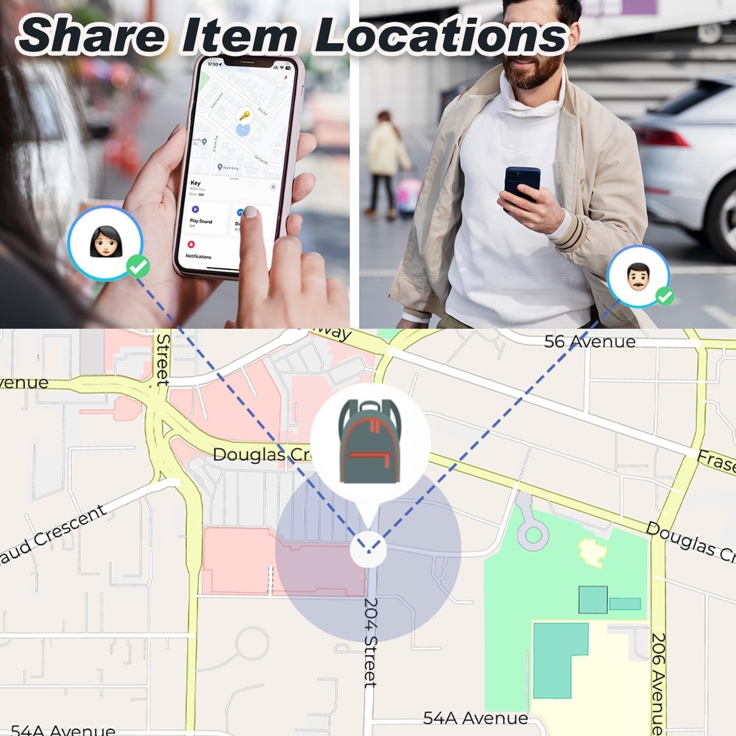 Air Tracker Tags - Durable & Shareable Luggage Tracker with Left Behind Reminder