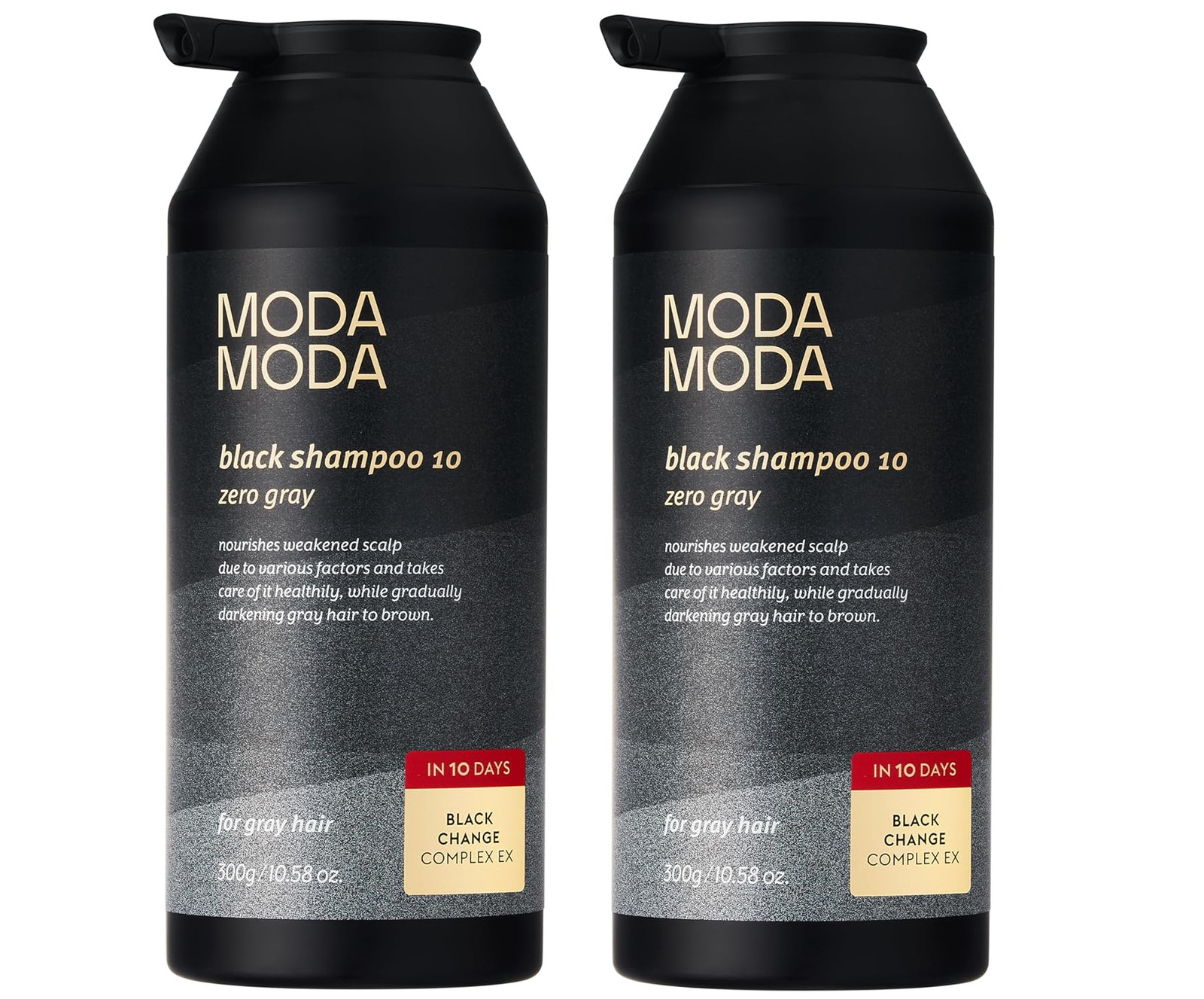 ModaModa Zero Gray Black Hair Shampoo (10.58 Oz) Natural Darkening Color 2 Pack