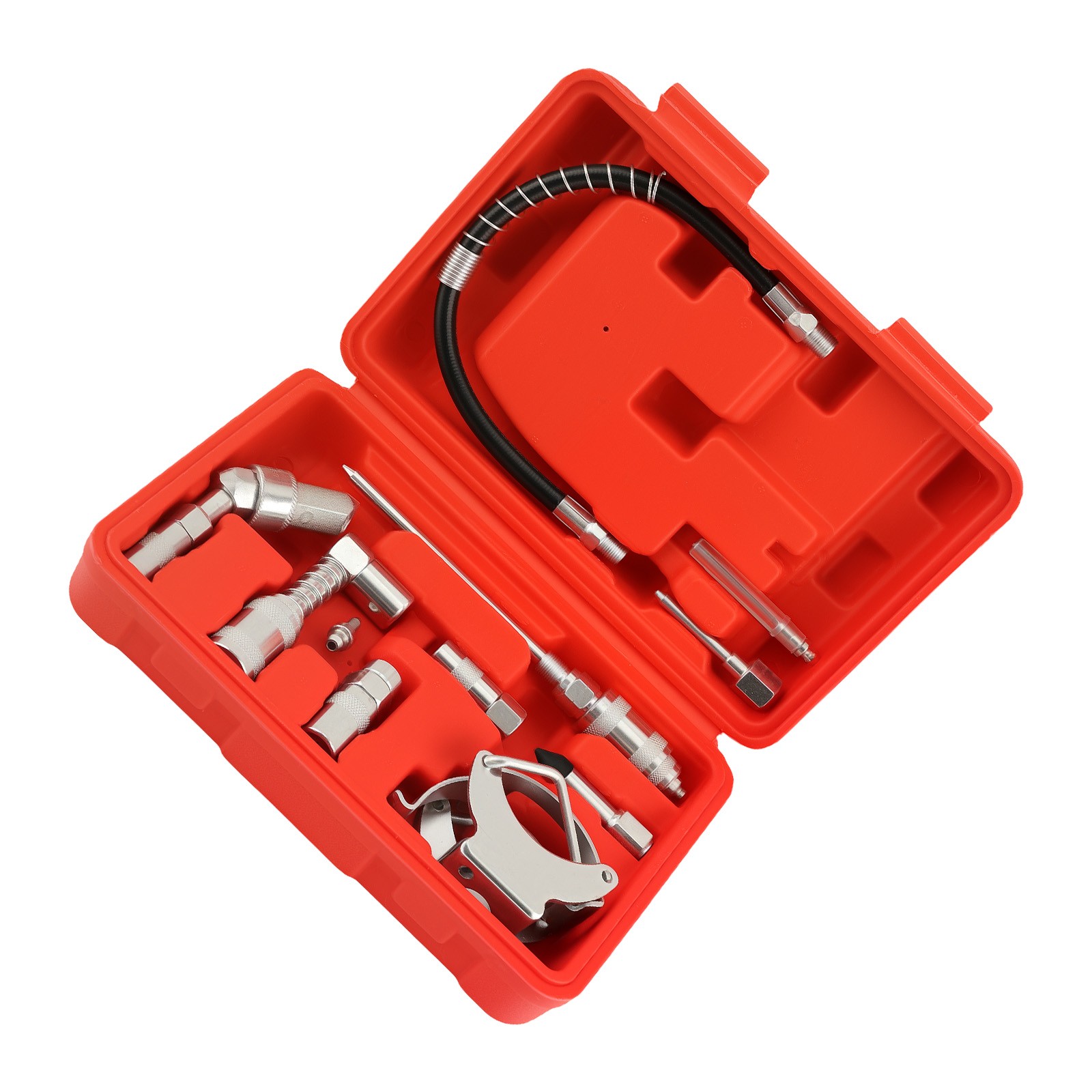 Complete Grease Gun Accessory Set 3000PSI with Spring Hose and Multiple Adapters