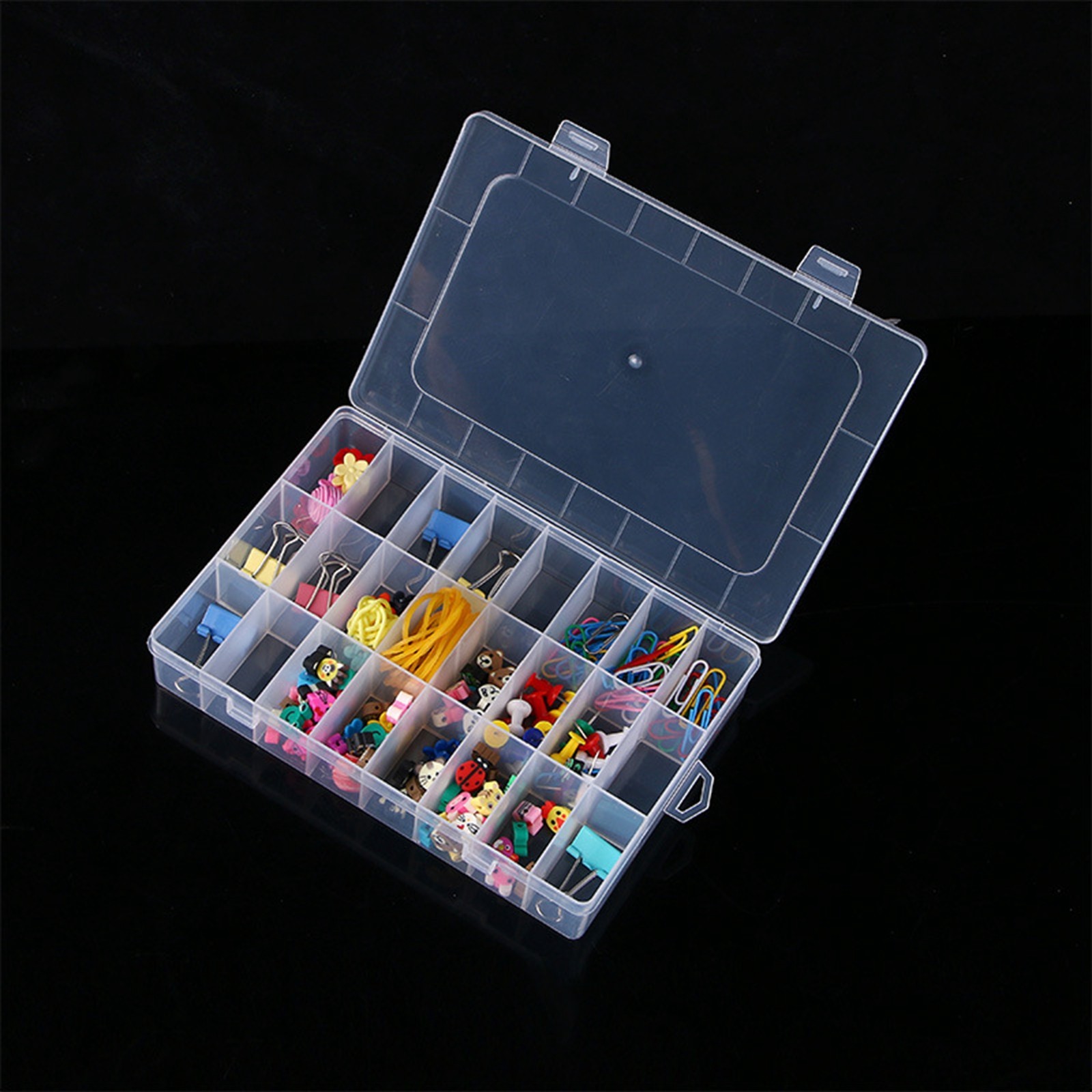Clear Plastic Organizer Box Case 24 Grids Craft Beads Display Storage Container