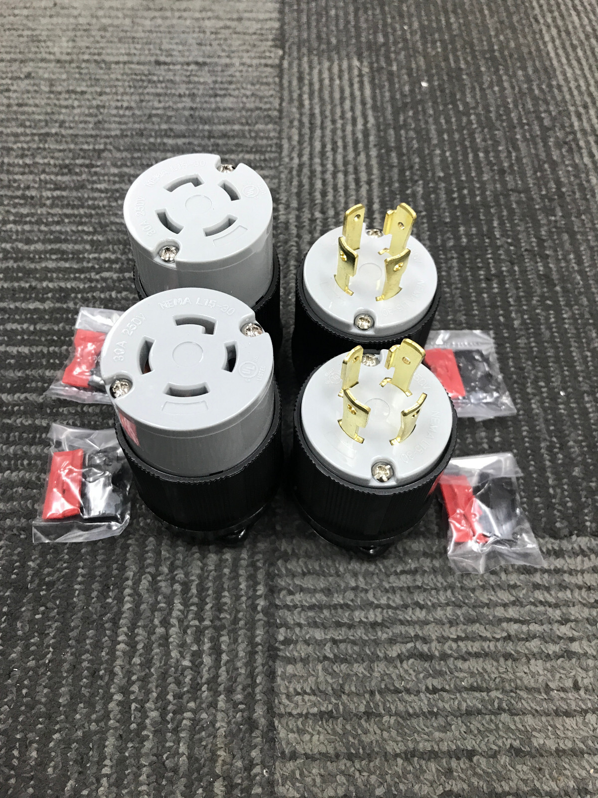 Lot of Receptacle & Electrical Plug Connectors 30A 250V 3Pole 4Wire NEMA L15-30