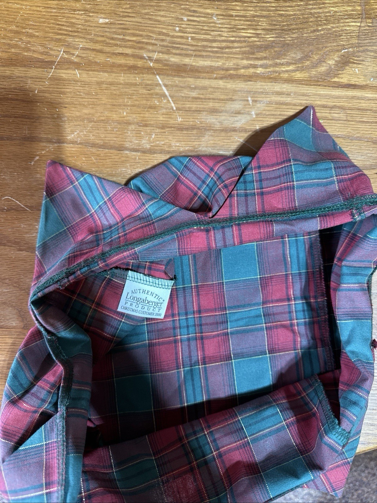 Longaberger Evergreen Plaid 2000 Christmas Customer LINER