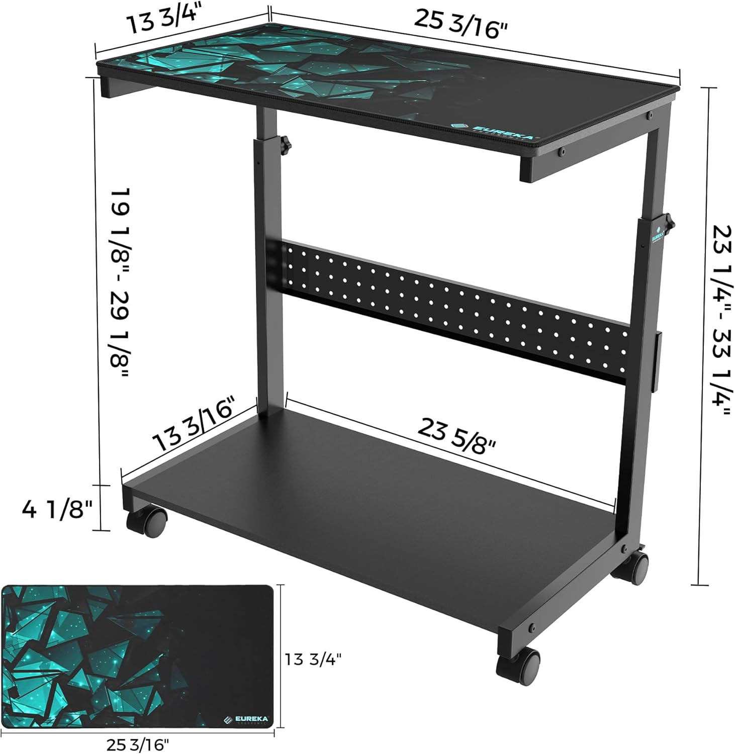 PC Stand Computer Cart, Height Adjustable Tower Stand 2-Tier Suit for ATX Case P