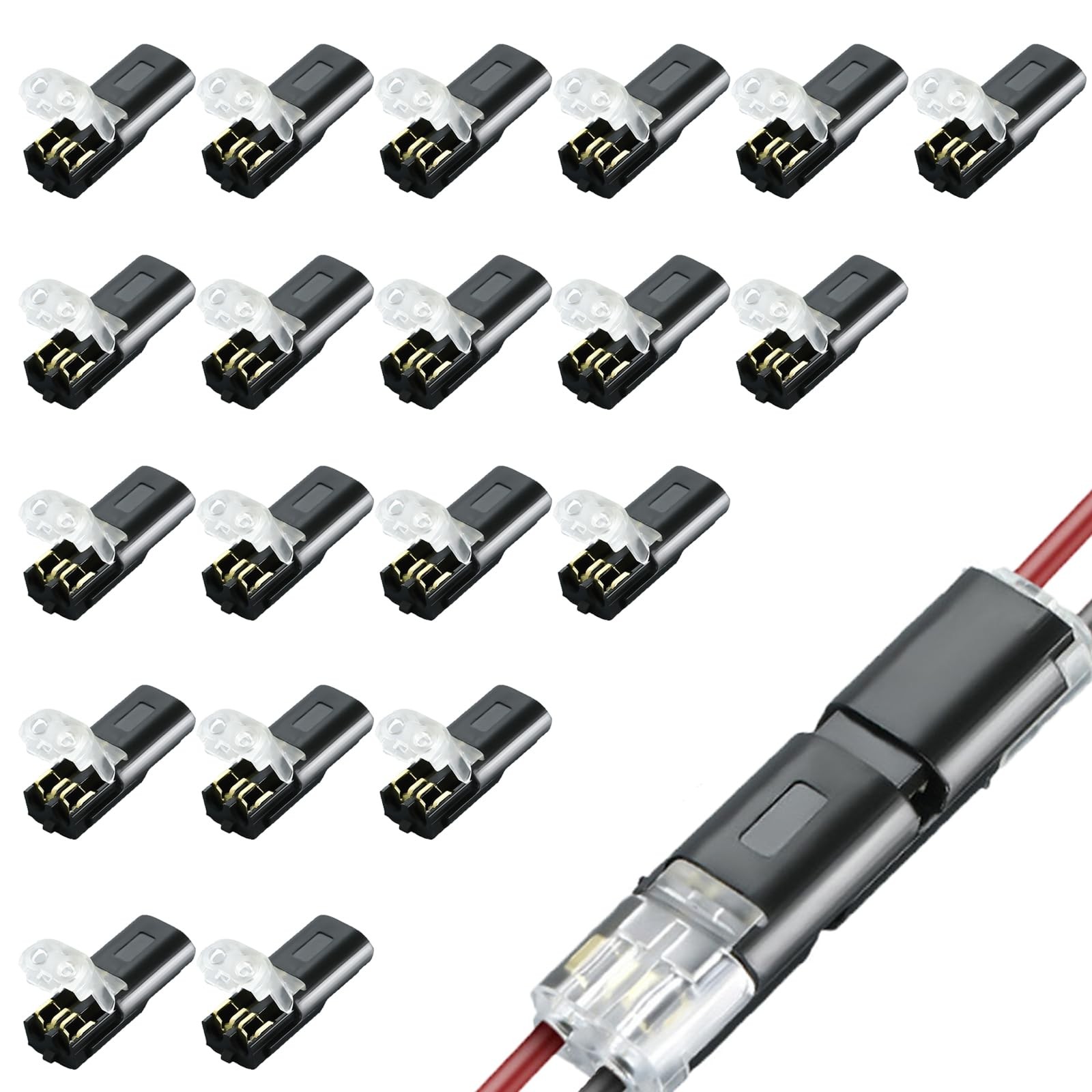 20 Pack Lights Connectors, Double Wire Plug-in Connector Light Strip Connecto...