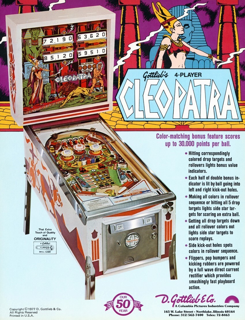 1977 Gottlieb Cleopatra Pinball Machine Rubber Ring Kit
