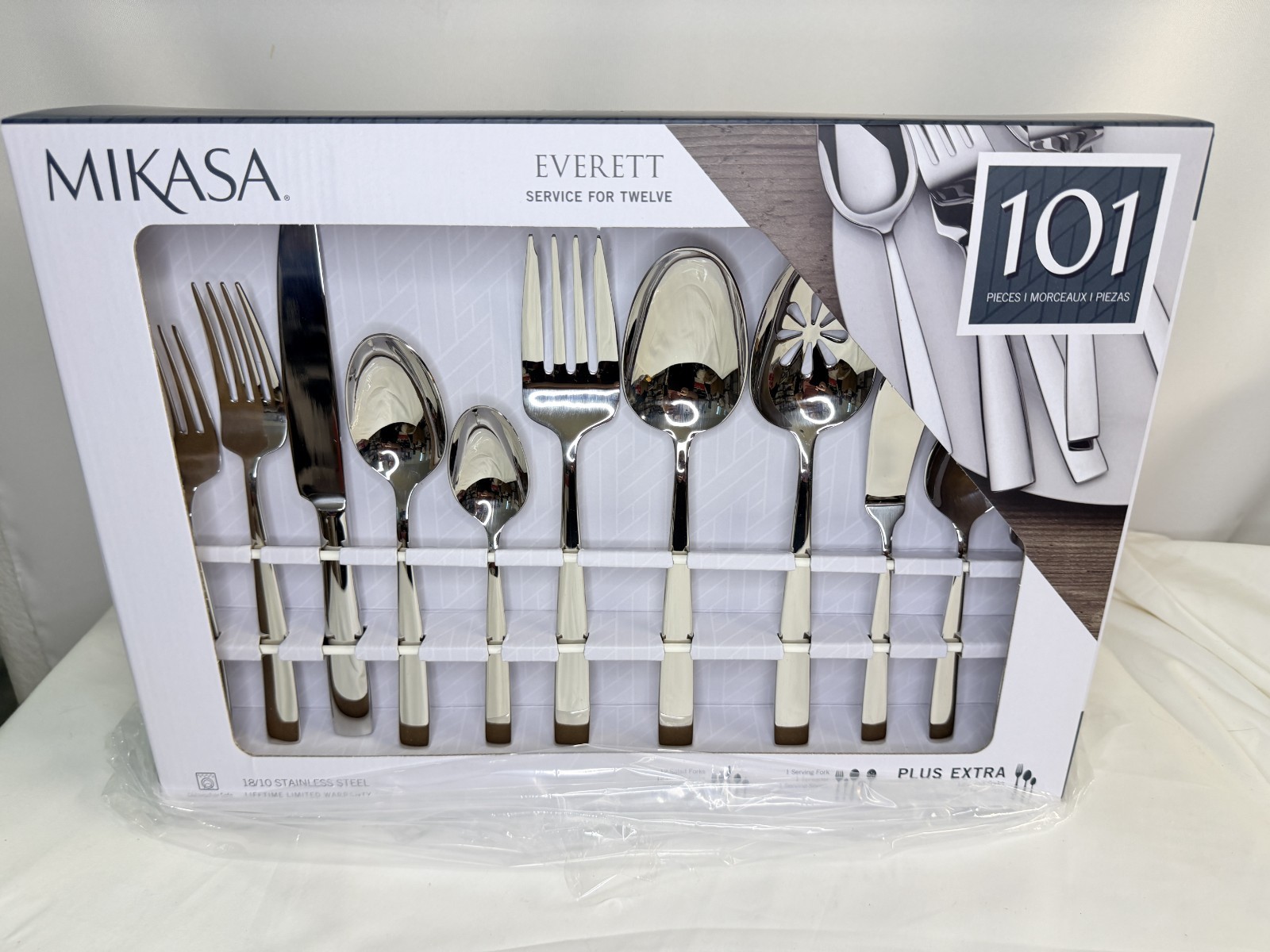 Mikasa Everett 101-Piece Flatware Set Stainless Steel Service for 12 New In Box