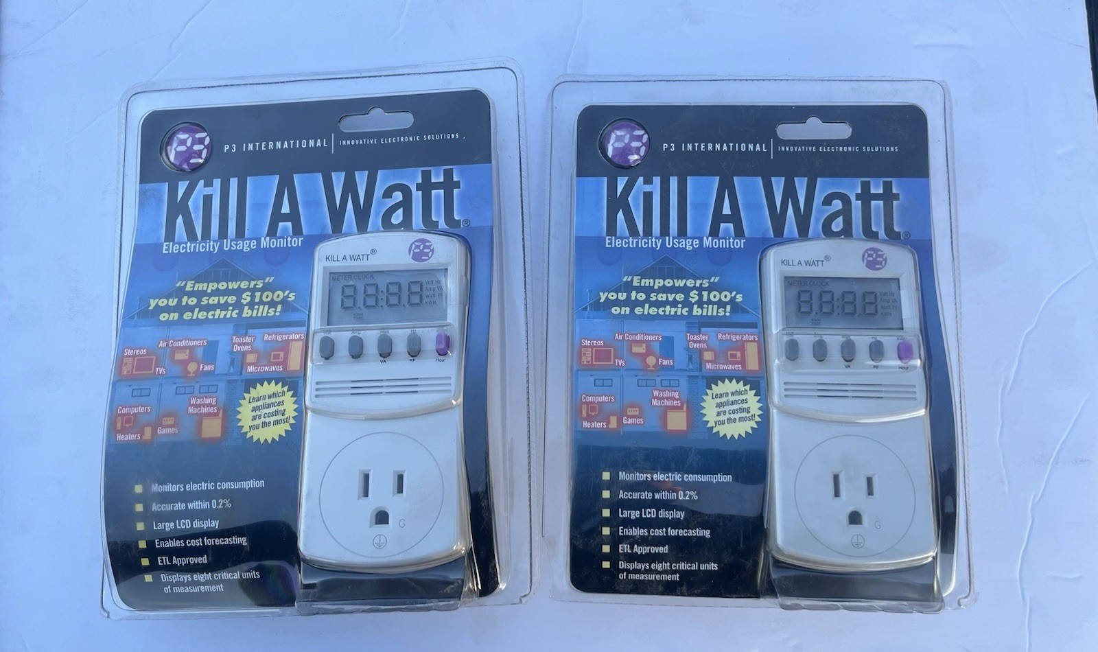 KILL A WATT ELECTRICITY USAGE MONITORS (2) P3 P4400