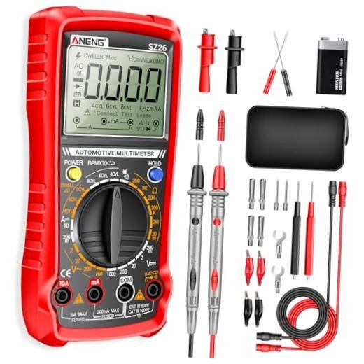 SZ26 Multimeter, Digital Automotive Engine Analyzer with 500-10000RPM Red
