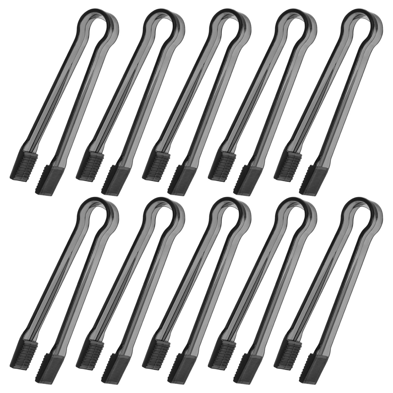 10 PCS Plastic Buffet Serving Tongs 6.3 Inch Mini Kitchen Utensil Black