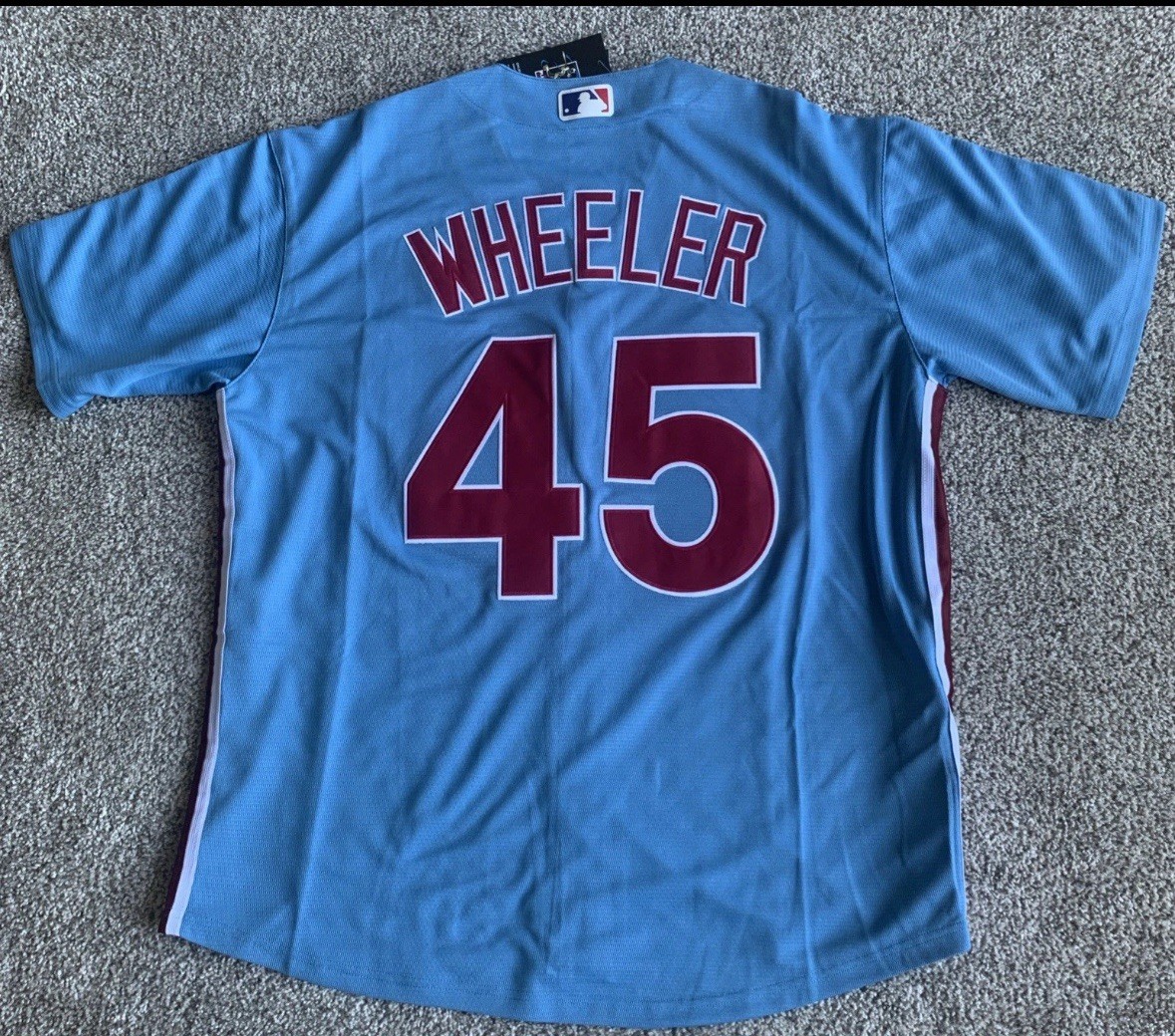 NWT Men’s Nike Zach Wheeler Phillies Powder Blue Jersey Large