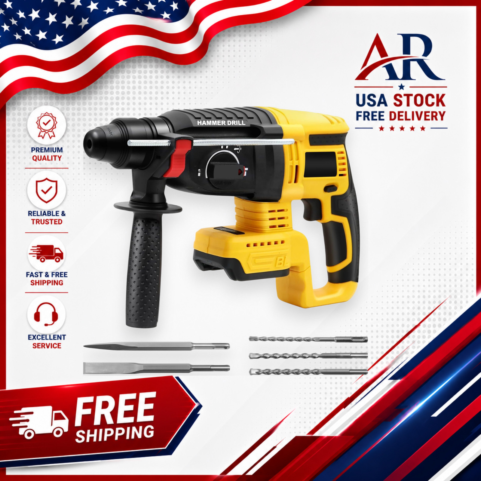 Cordless SDS Hammer Drill for Dewalt 20V MAX Battery, Brushless Rotary Hammer...