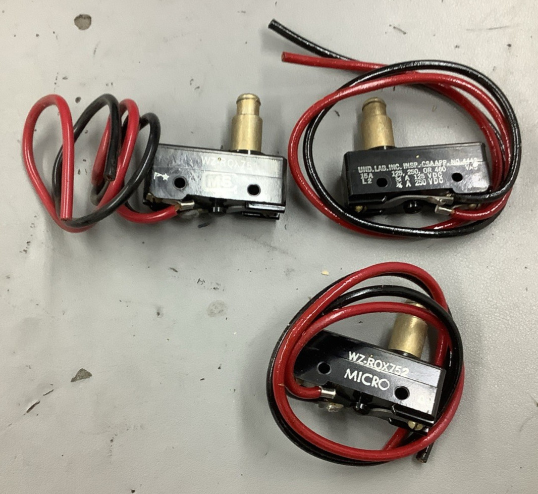 Lot of 3 Micro Switch WZ-RQX752 Limit Switches 15A (B466)