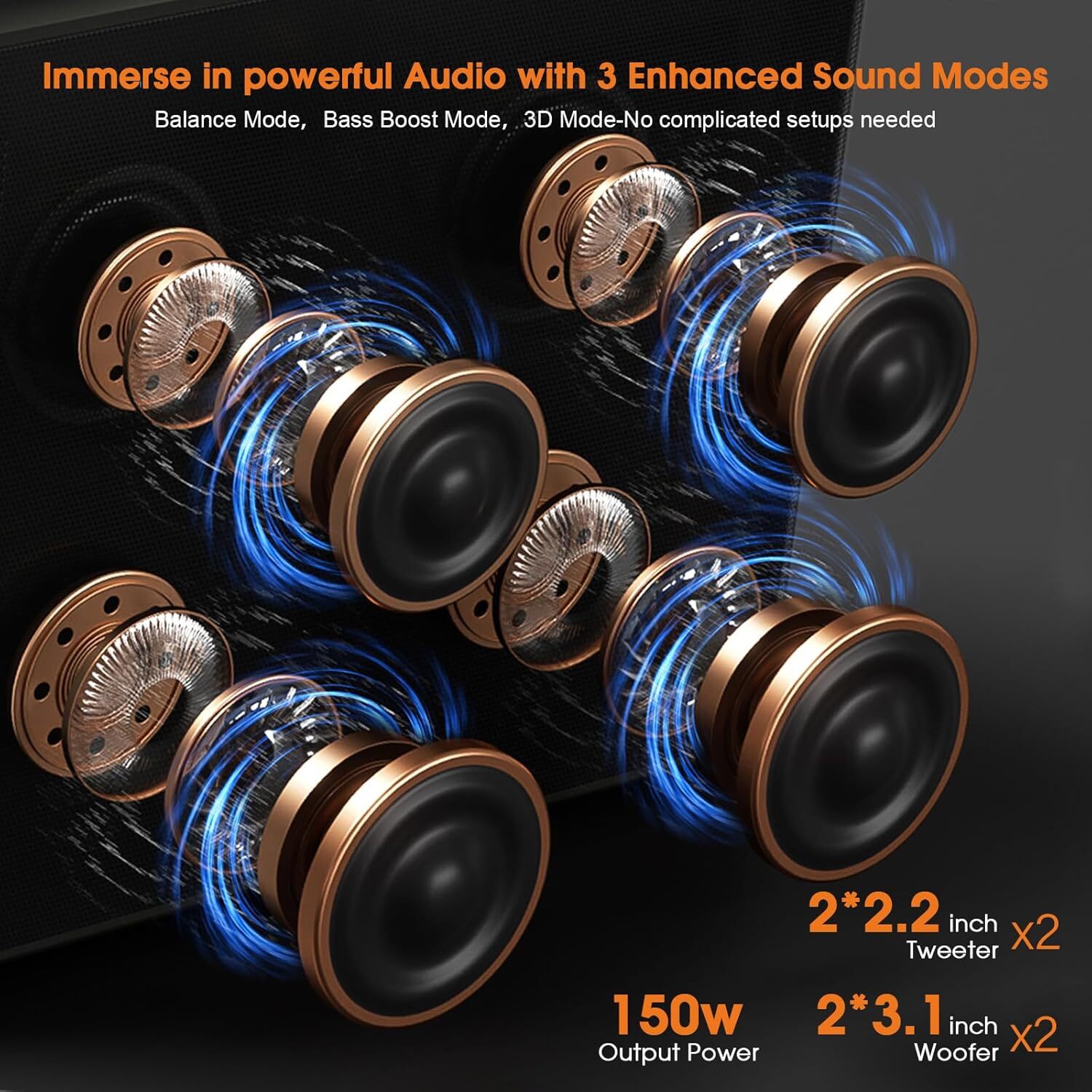 Karaoke Machine with Two Wireless Microphones, Powerful Portable Bluetooth Speak