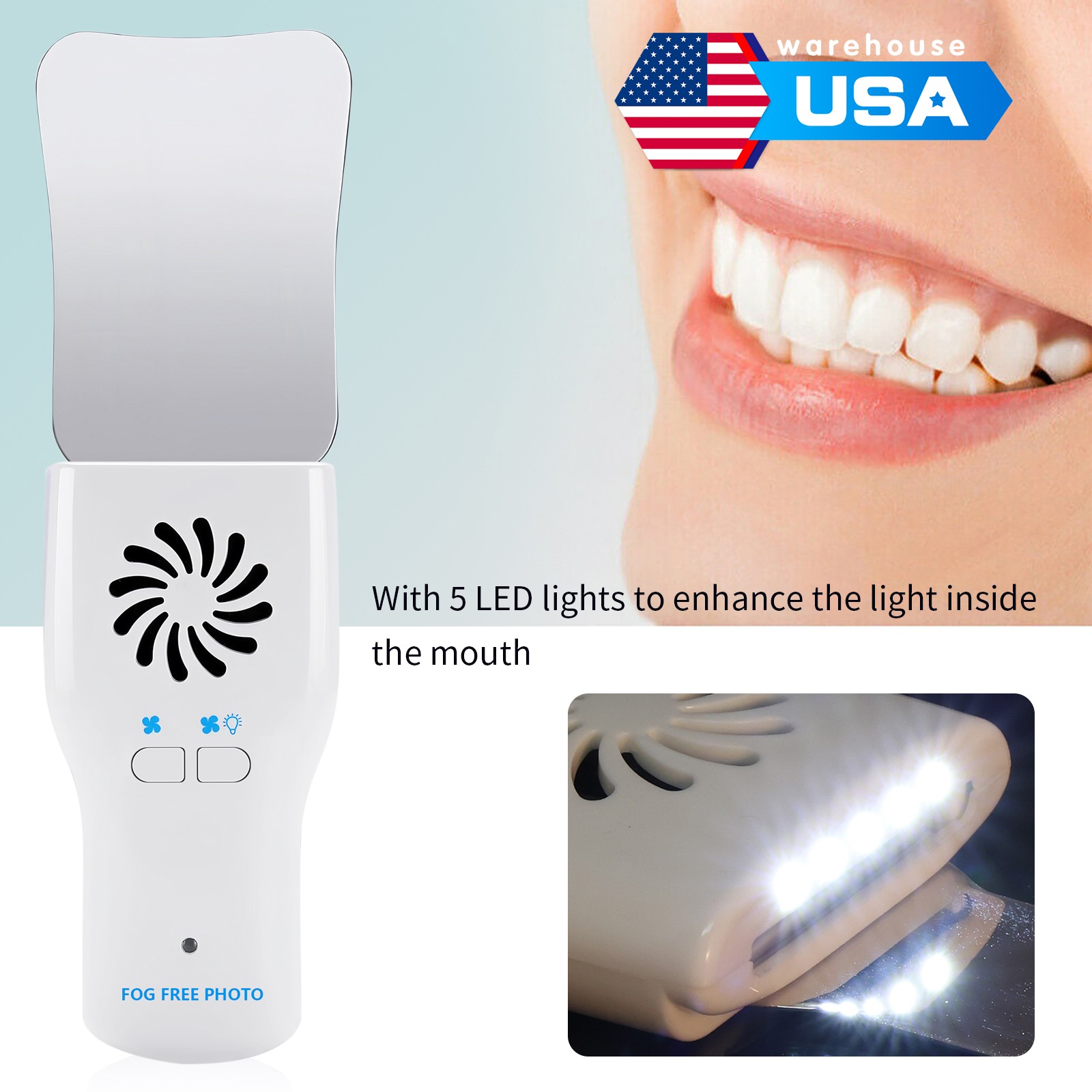 Dental Occlusal Mirror Fog Free LED Intra Oral Photo System 4 Mirrors Anti-Fog K