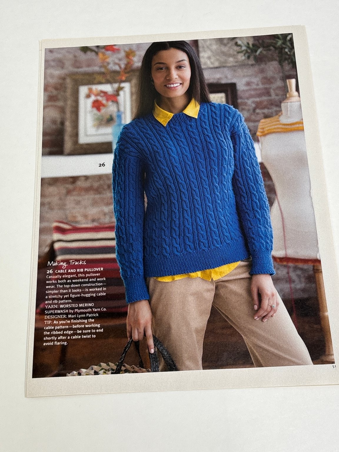 Cable & Rib Pullover Knitting Pattern Magazine Pages