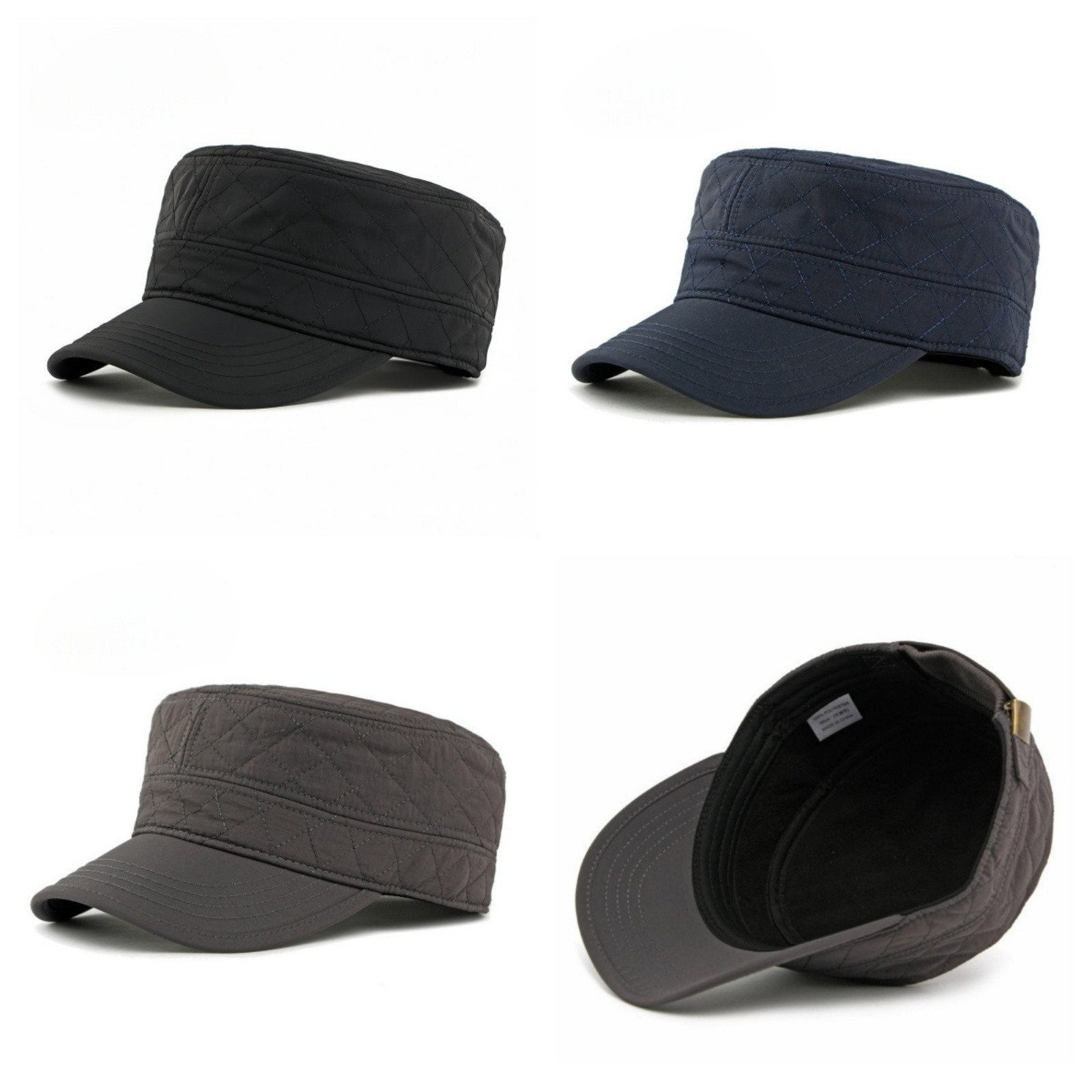 Men Flat Top Army Cap Warm Winter Cadet Hat Military With Fleece Line Sports Hat