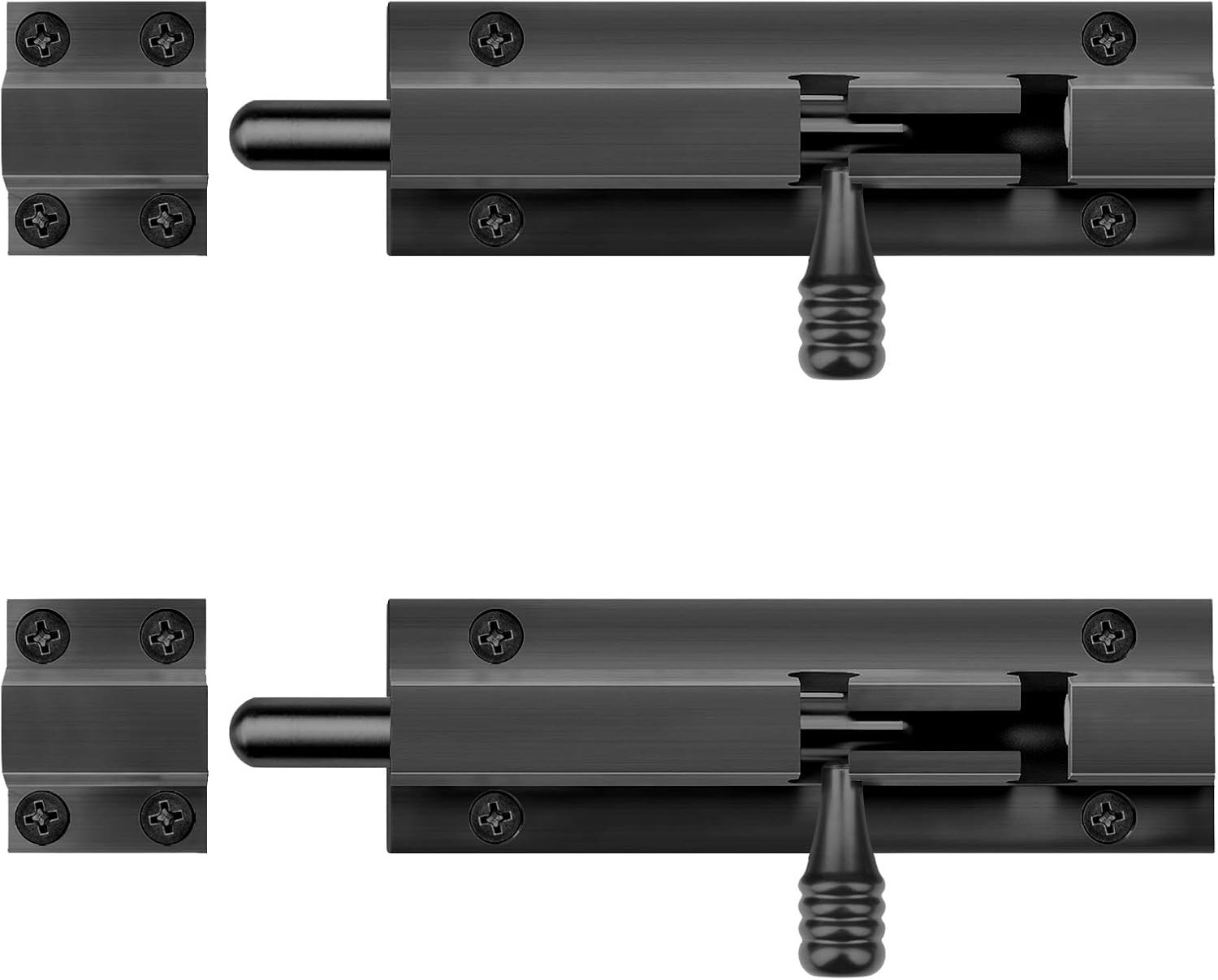 Durable 5" Black Aluminum Slide Bolt Latch - 2 Pack with Easy Installation