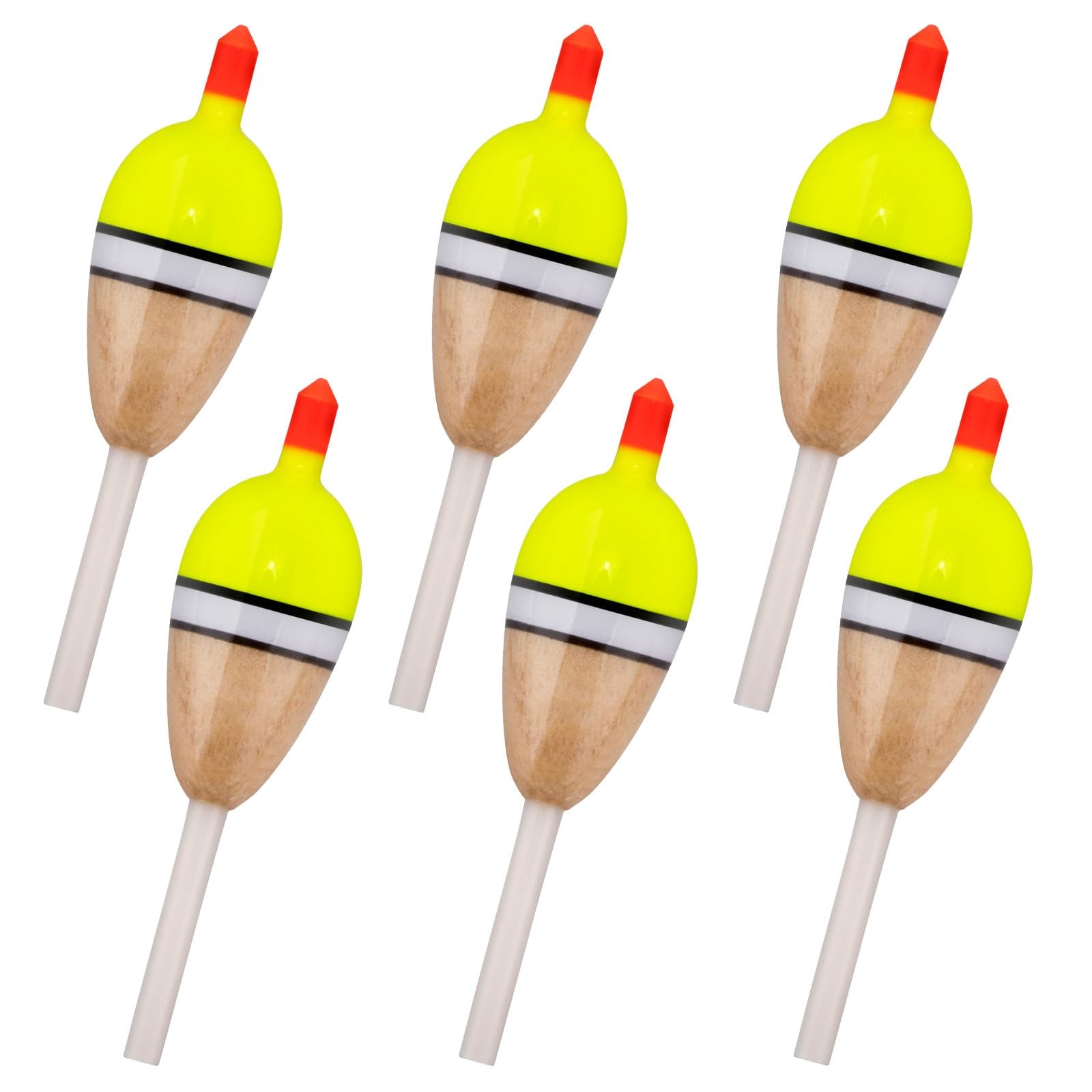Dr.Fish 6 Pack Fishing Bobber Floats Balsa Wood Slip Bobbers for Fishing Crap...