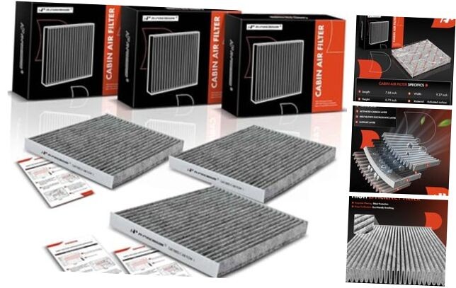 3-PC Cabin Air Filter with Activated Carbon Compatible with Hyundai Ioniq &