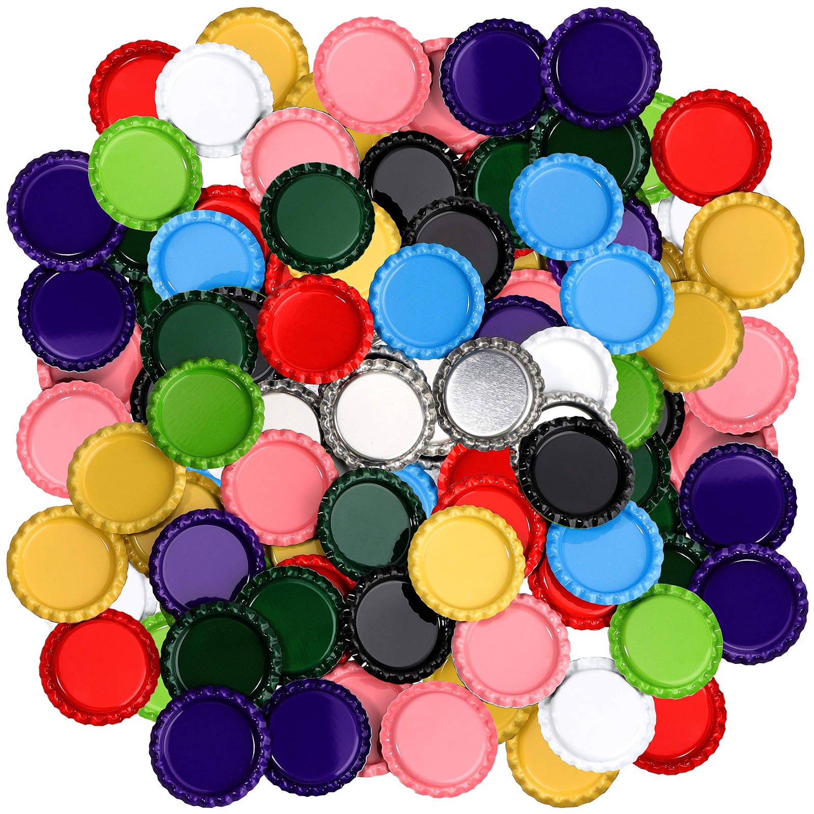 100 PCS Flat Decorative Bottle Cap Craft Bottle Stickers Double Sideds Printe...