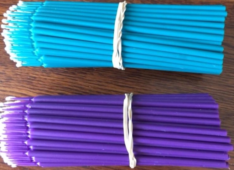 Disposable Micro Brush Applicators, 254pcs Violet & Green, 5 1/8"x1/8"(end), new
