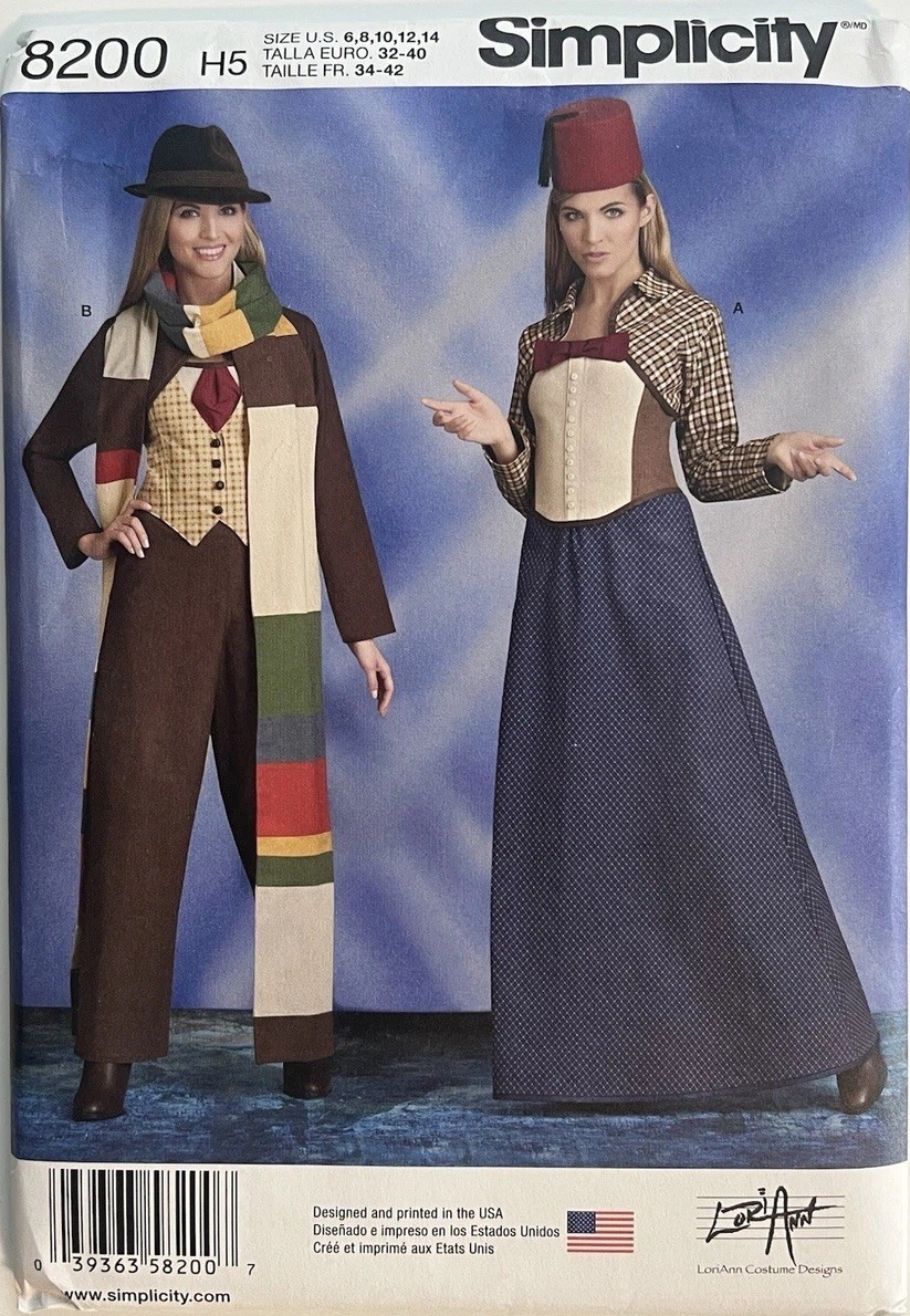 SIMPLICITY 8200 COSTUME MISSES 6-14 Doctor Who Time Traveler PATTERN NEW UNCUT